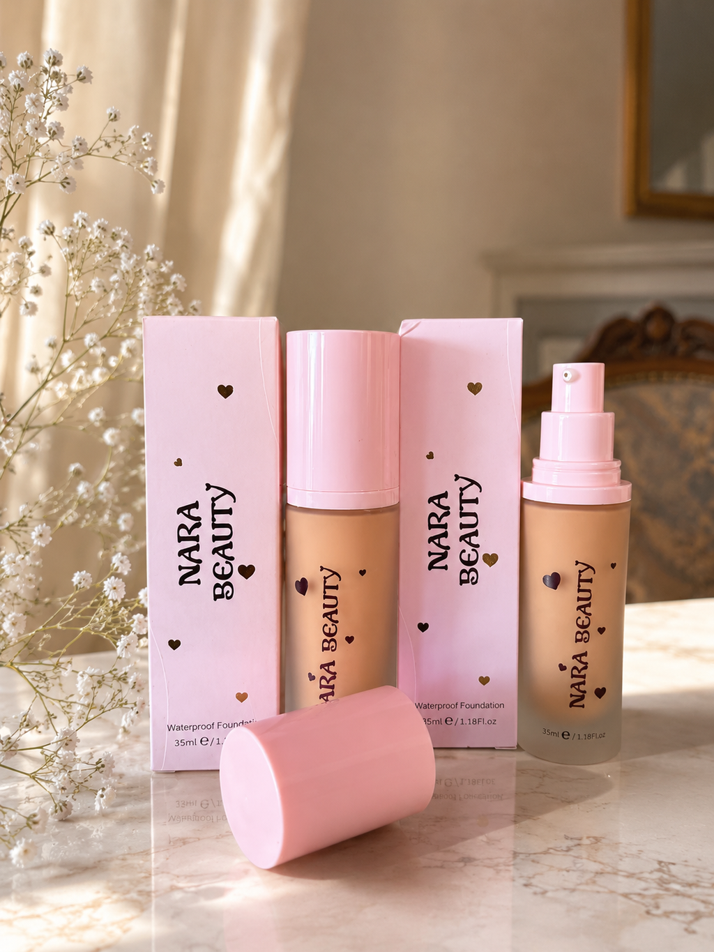 NATURAL SUNSCREEN BRIGHTENING WATERPROOF FULL COVERAGE CREAM FOUNDATION - medium skin tones