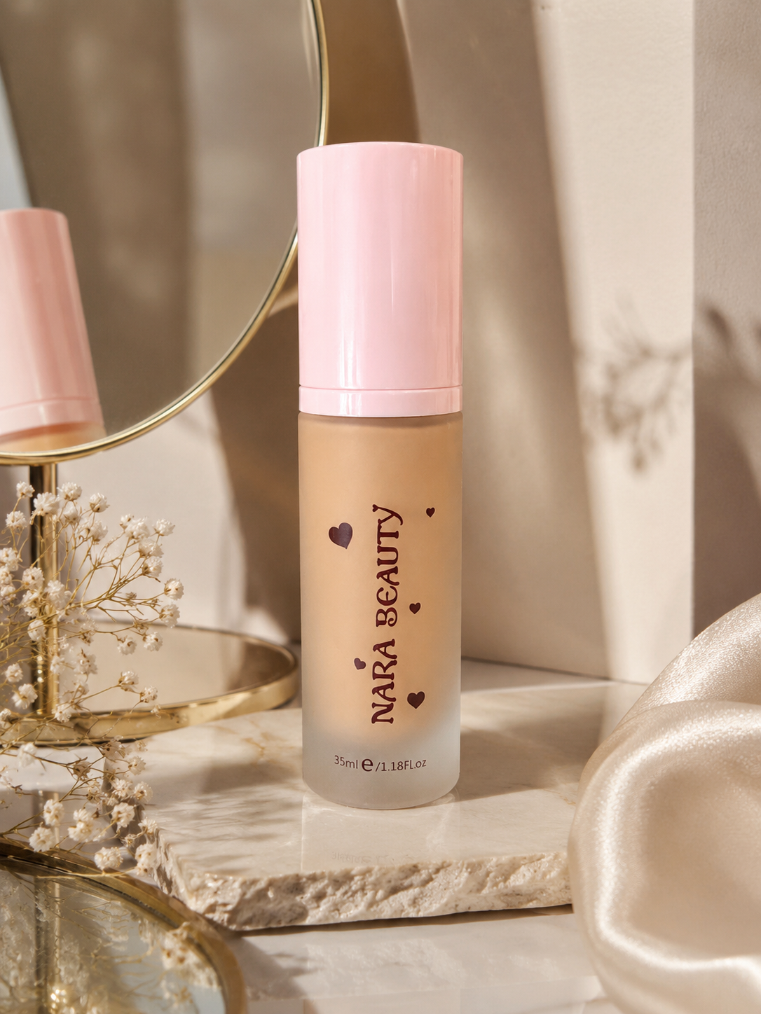 NATURAL SUNSCREEN BRIGHTENING WATERPROOF FULL COVERAGE CREAM FOUNDATION - medium skin tones